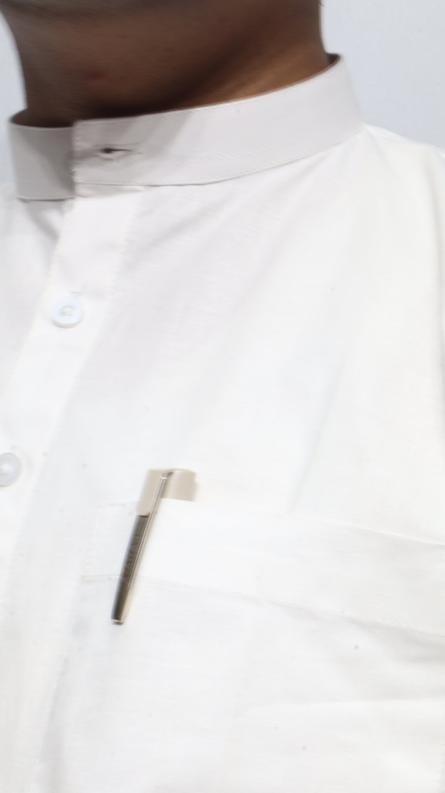 Men’s White Cotton Short Kurta – Classic Mandarin Collar Ethnic Wear