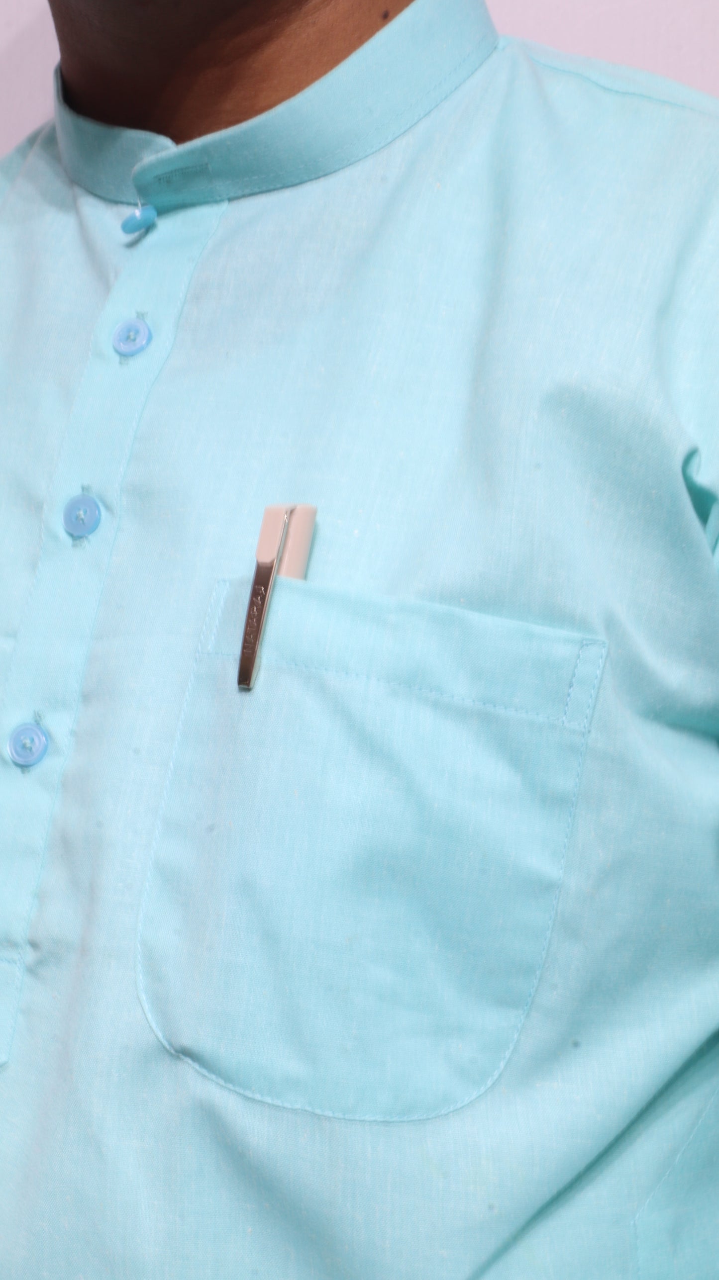 Men’s Mint Green Cotton Kurta – Classic Mandarin Collar Ethnic Wear