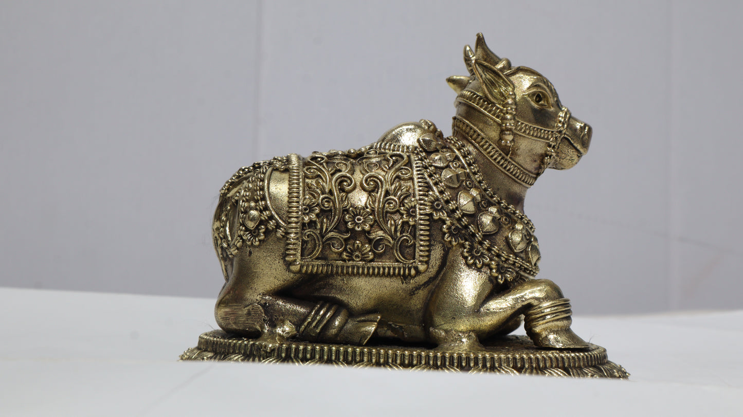 Ashtdhatu Nandi Idol for Home Temple | Sacred Nandi Maharaj Statue for Pooja & Vastu