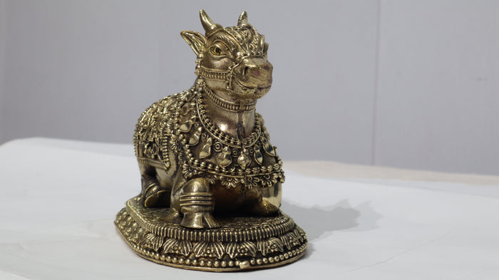 Ashtdhatu Nandi Idol for Home Temple | Sacred Nandi Maharaj Statue for Pooja & Vastu