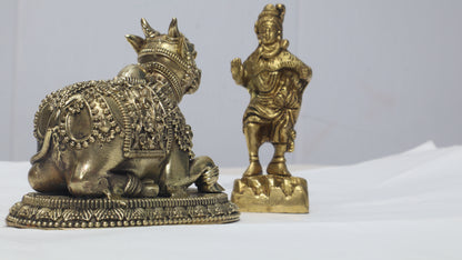 Ashtdhatu Nandi Idol for Home Temple | Sacred Nandi Maharaj Statue for Pooja & Vastu