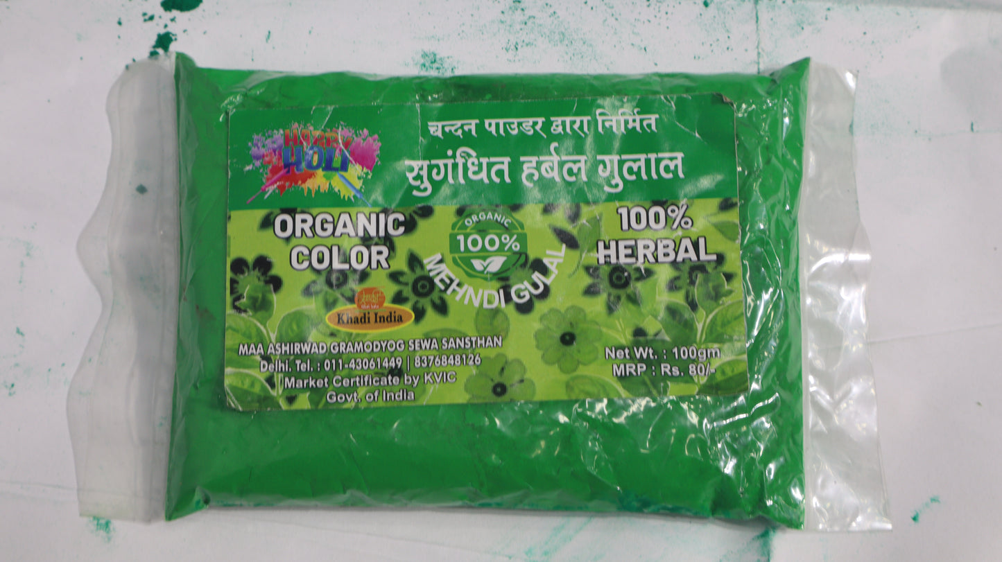 Adhunik Swadeshi Bhandar Organic Mehndi Gulal – 100% Herbal & Natural Holi Color (100g)
