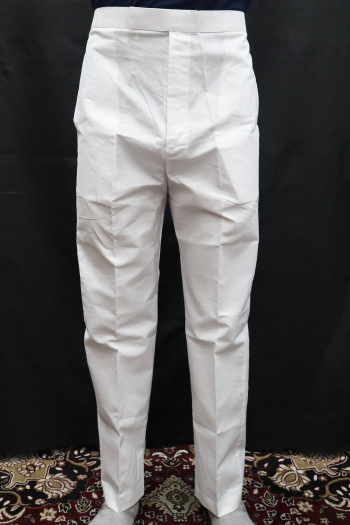 Men’s White Cotton Pant Style Pajama – Half Elastic Back & Front Belt Design