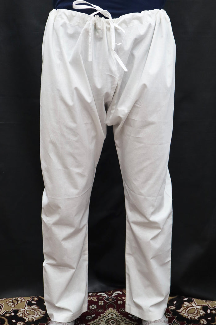 Men’s White Cotton Dori Pajama – Comfortable Drawstring Ethnic Bottom Wear