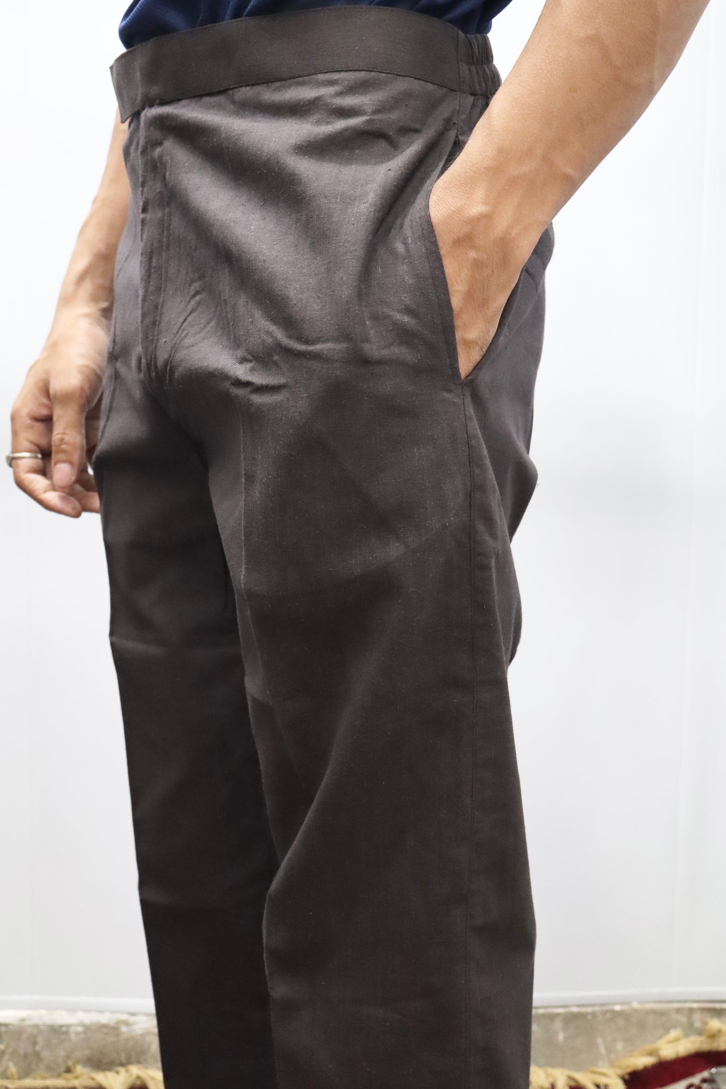 Men’s Black Cotton Pant Style Pajama – Front Belt & Back Elastic Design