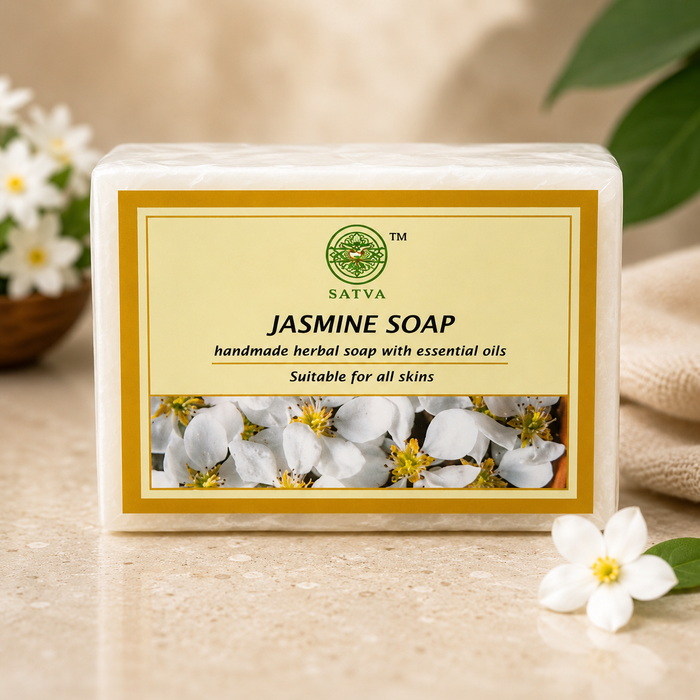 Satva Jasmine Soap | Handmade Herbal Bath Soap with Jasmine Fragrance | 125g