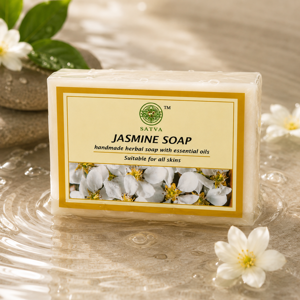 Satva Jasmine Soap | Handmade Herbal Bath Soap with Jasmine Fragrance | 125g