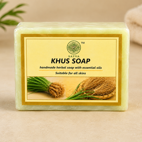 Satva Khus Soap | Handmade Herbal Bath Soap with Khus | 125g