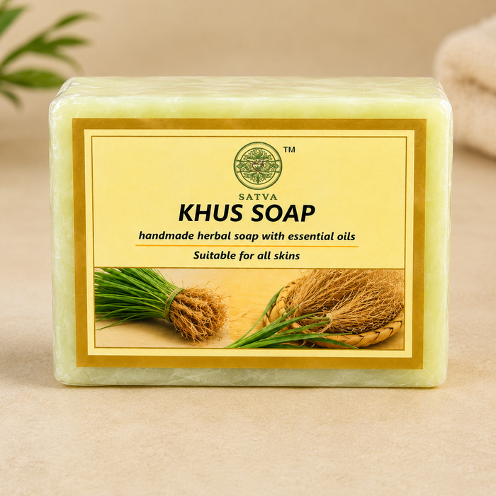 Satva Khus Soap | Handmade Herbal Bath Soap with Khus | 125g