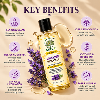 SATVA Lavender Body Massage Oil for Relaxing and Calming Care