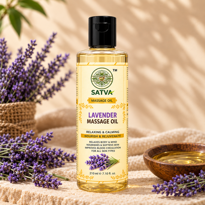 SATVA Lavender Body Massage Oil – Relaxing & Calming Massage Care, 210ml