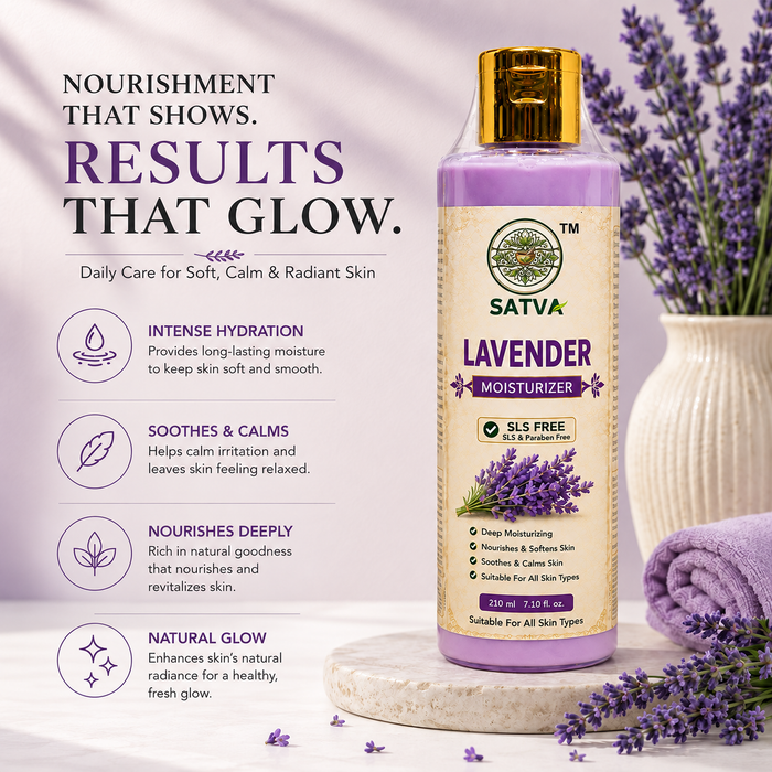 SATVA Lavender Moisturizer – SLS Free, Deep Moisturizing & Soothing Skin Care, 210ml