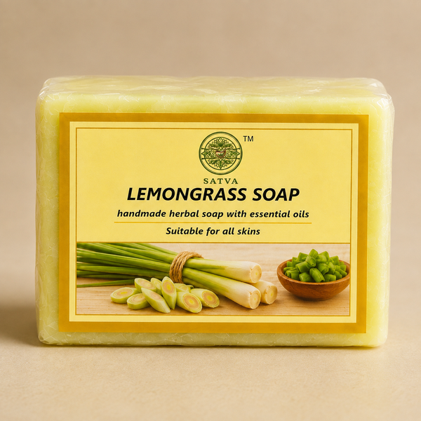 Satva Lemongrass Soap | Handmade Herbal Bath Soap with Lemongrass | 125g