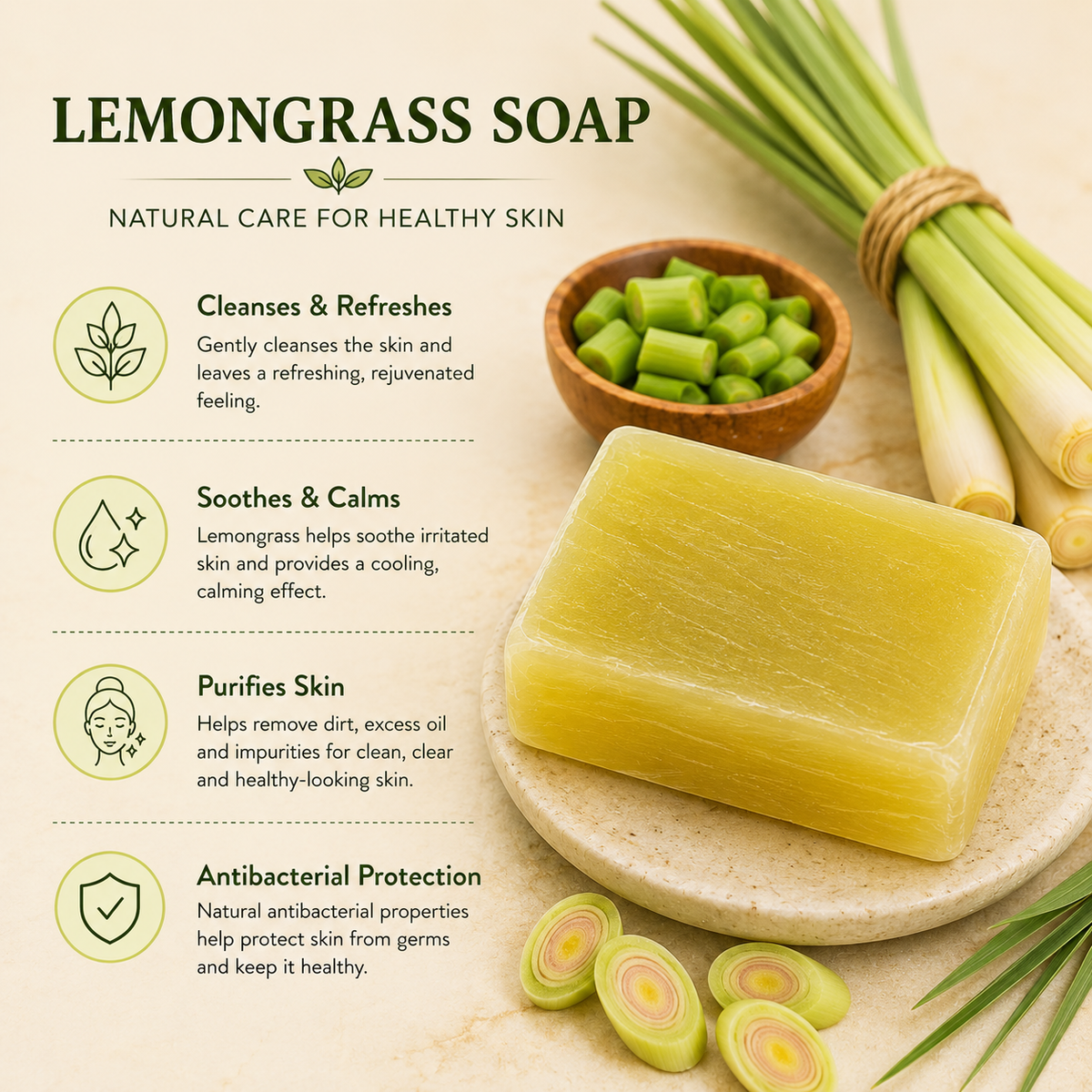 Handmade Lemongrass Soap for Fresh and Clean Skin