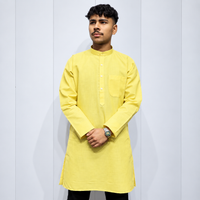 Light Yellow Khadi Cotton Men’s Kurta – Full Sleeve Traditional Ethnic Wear