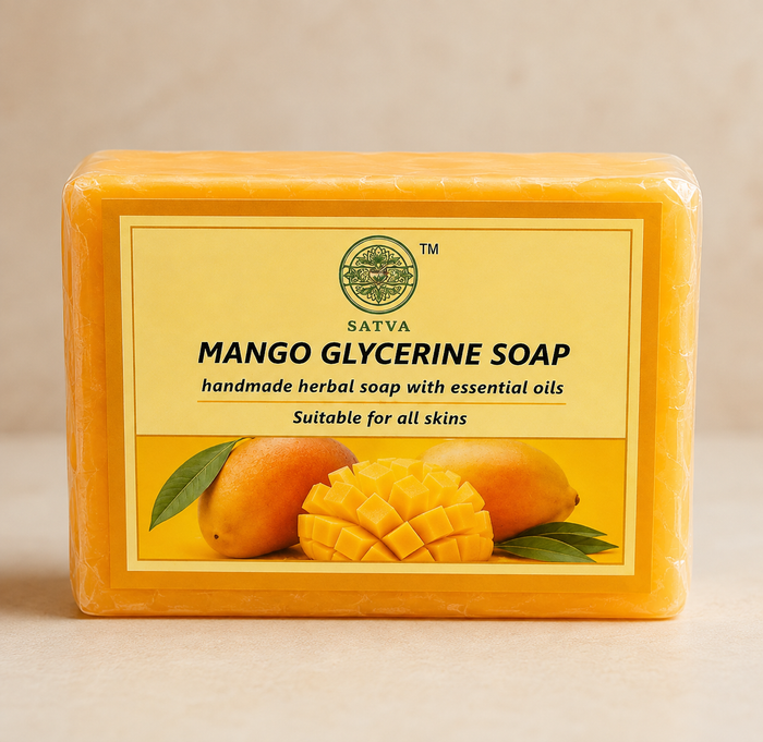 Satva Mango Glycerine Soap | Handmade Fruit Bath Soap with Mango Extract | 125g