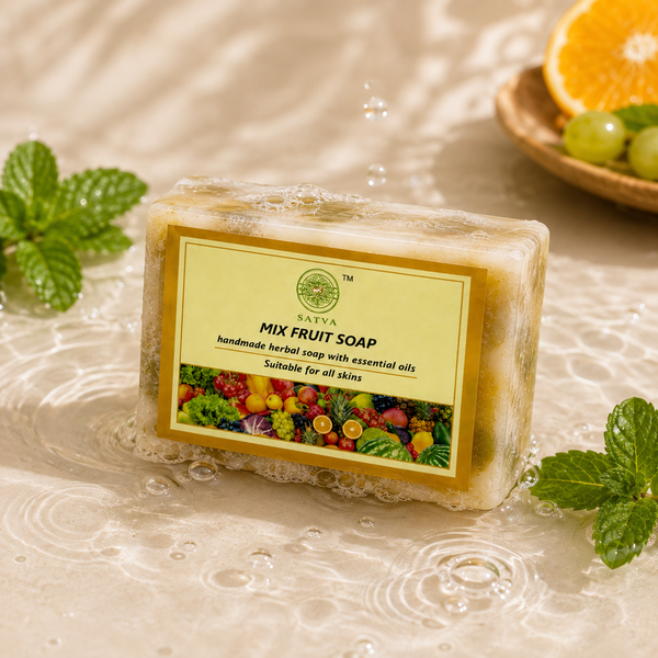 Satva Mix Fruit Soap | Handmade Herbal Bath Soap with Natural Fruit Extracts | 125g