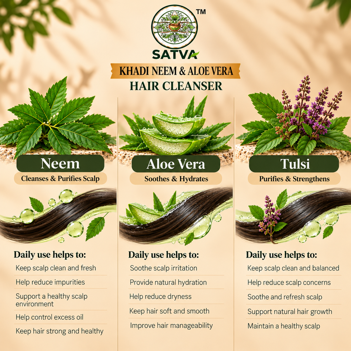 SATVA Khadi Neem & Aloe Vera Hair Cleanser Benifits