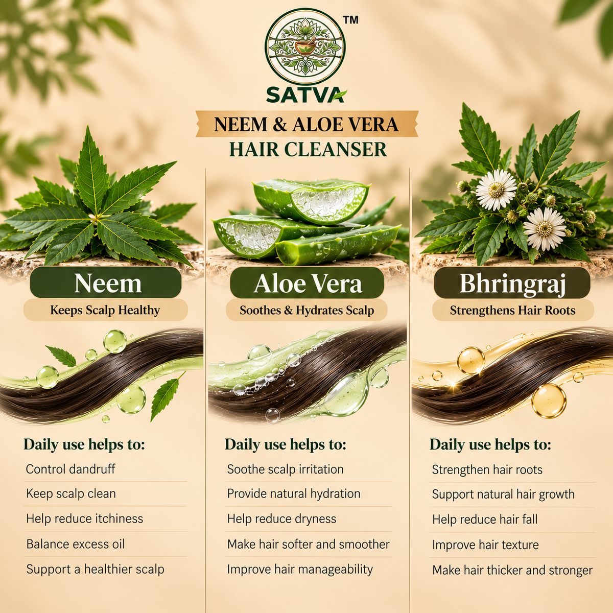 SATVA Neem and Aloe Vera Hair Cleanser ingredients and cleansing benefits