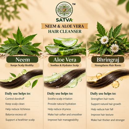 SATVA Neem and Aloe Vera Hair Cleanser ingredients and cleansing benefits