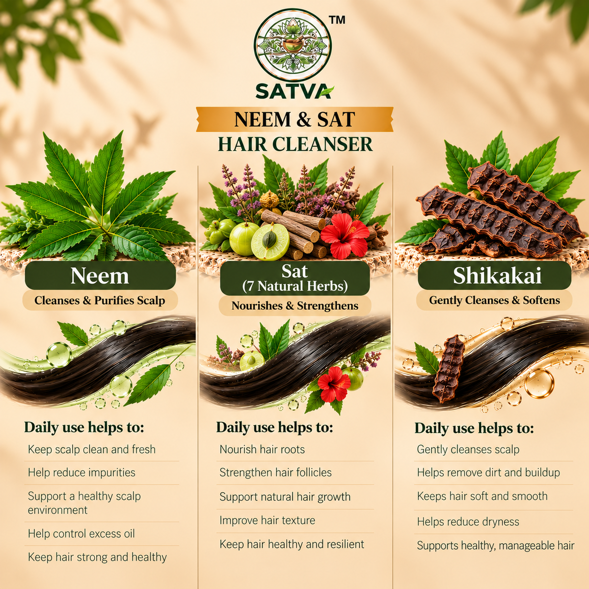 SATVA Khadi Neem & Sat Hair Cleanser benifits
