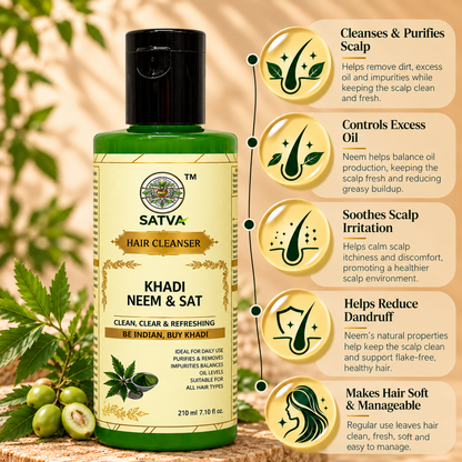 SATVA Khadi Neem & Sat Hair Cleanser Key Benefits
