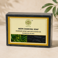 Satva Neem Charcoal Soap | Handmade Herbal Bath Soap with Neem & Activated Charcoal | 125g
