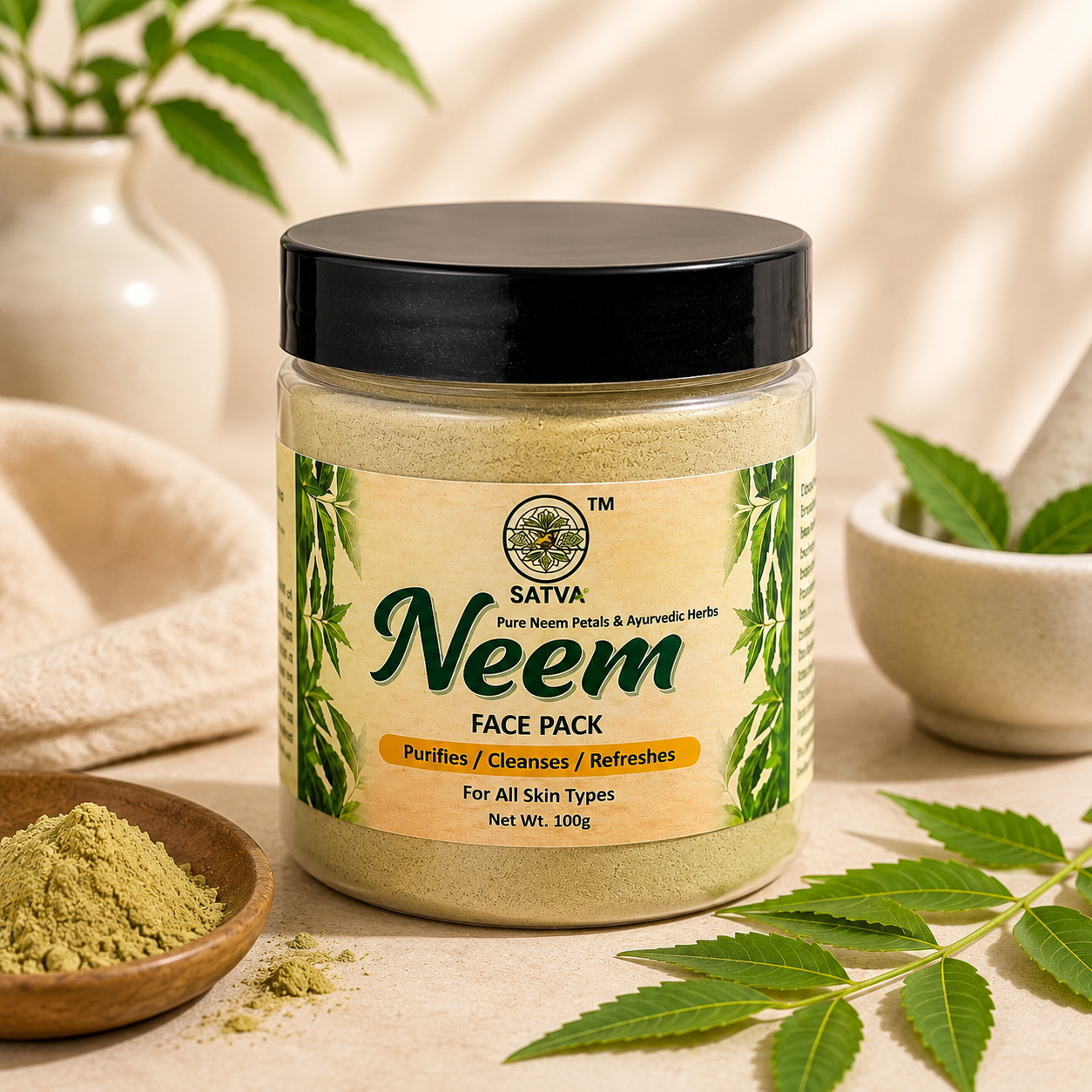 Satva Neem Face Pack Herbal Neem Powder for Skin Care