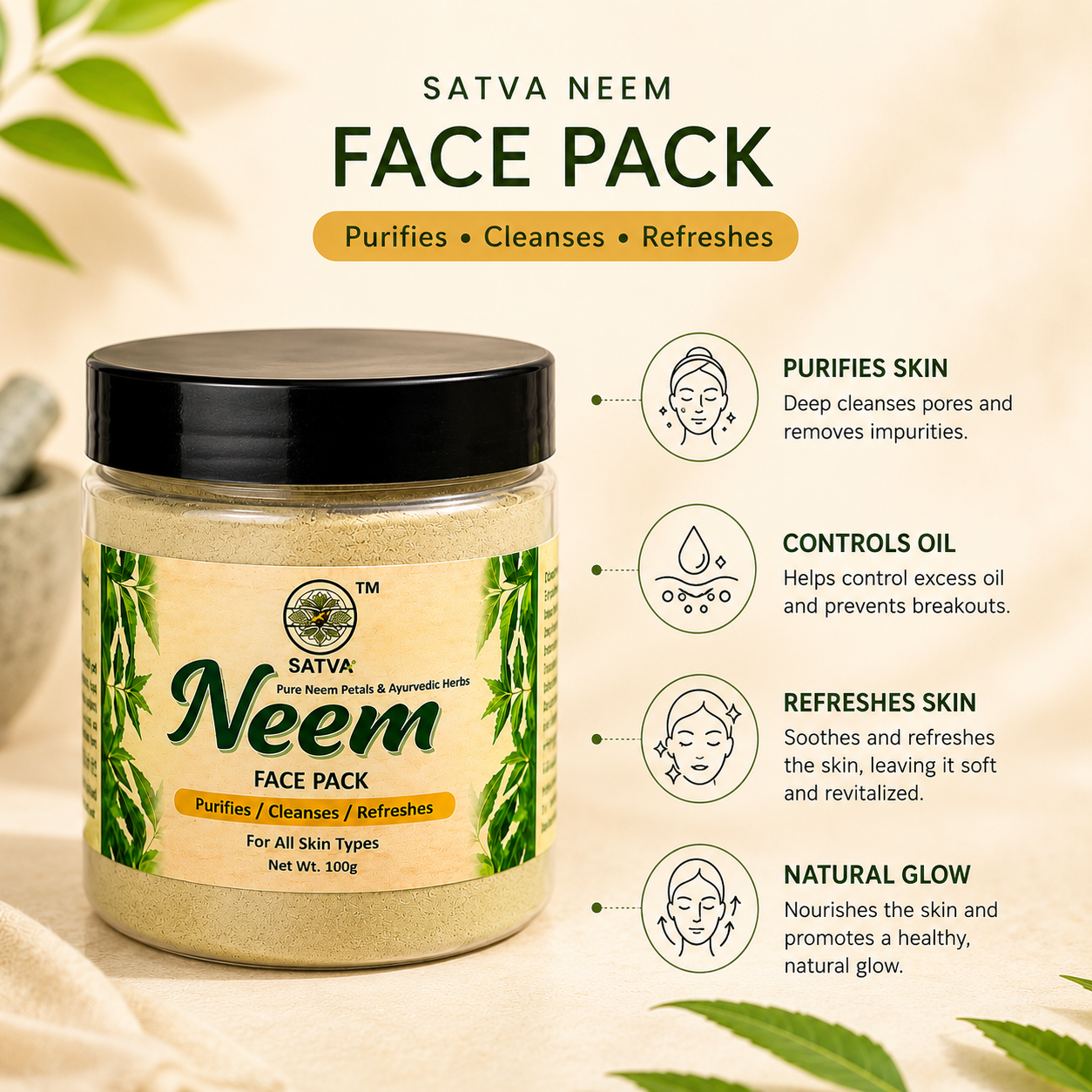 Satva Neem Face Pack for Herbal Facial Skin Care