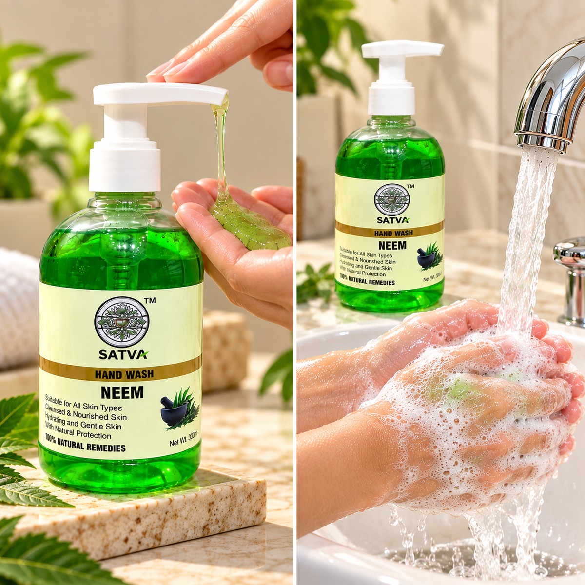 SATVA Neem Liquid Hand Wash for Gentle Everyday Cleansing