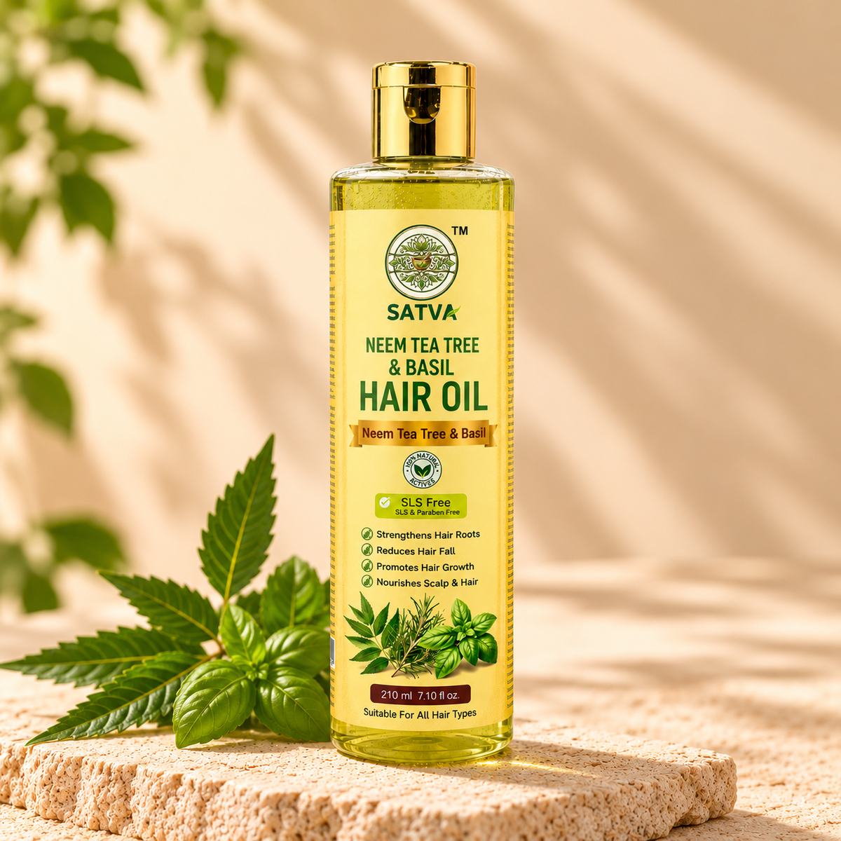 SATVA Neem Tea Tree and Basil Hair Oil 210ml Product Image
