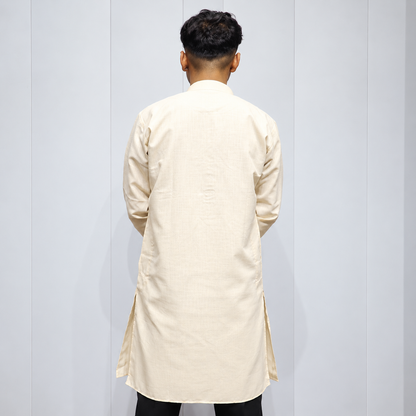 Classic off white cotton men’s kurta back view
