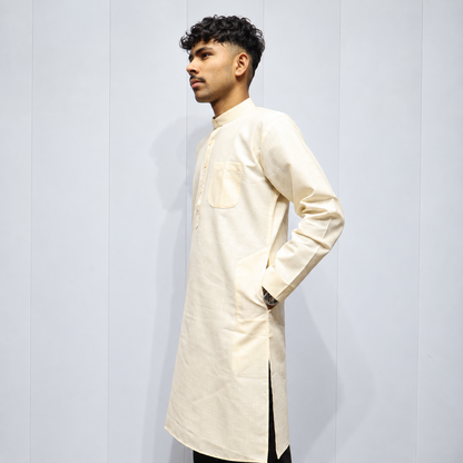 Off white full sleeve traditional kurta for men
