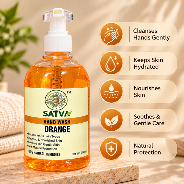 SATVA Orange Hand Wash – Hydrating & Gentle Hand Cleanser, 300ml