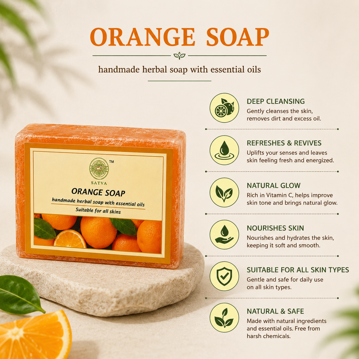 Handmade Orange Soap for Fresh and Healthy Skin
