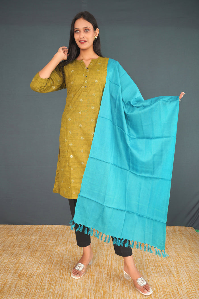 Handwoven True Khadi Silk Stole – Sky Blue | Pure Hand stole  for Women | Sustainable Khadi Silk Wrap(33)