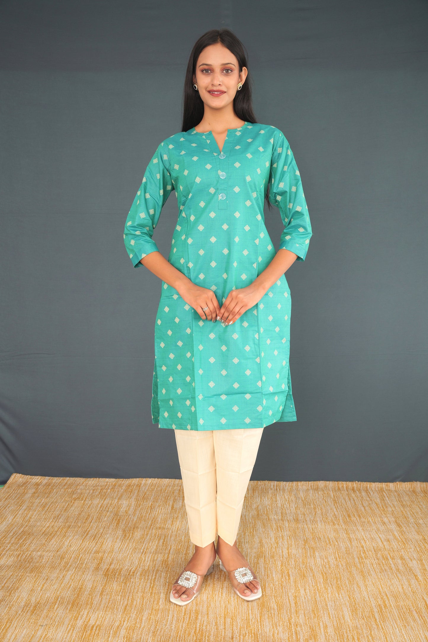 Mint Green Handwoven Khadi Silk Kurti for Women | Elegant Straight Fit Ethnic Wear