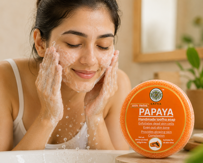 Papaya Loofah Soap for Gentle Exfoliation and Body Cleansing
