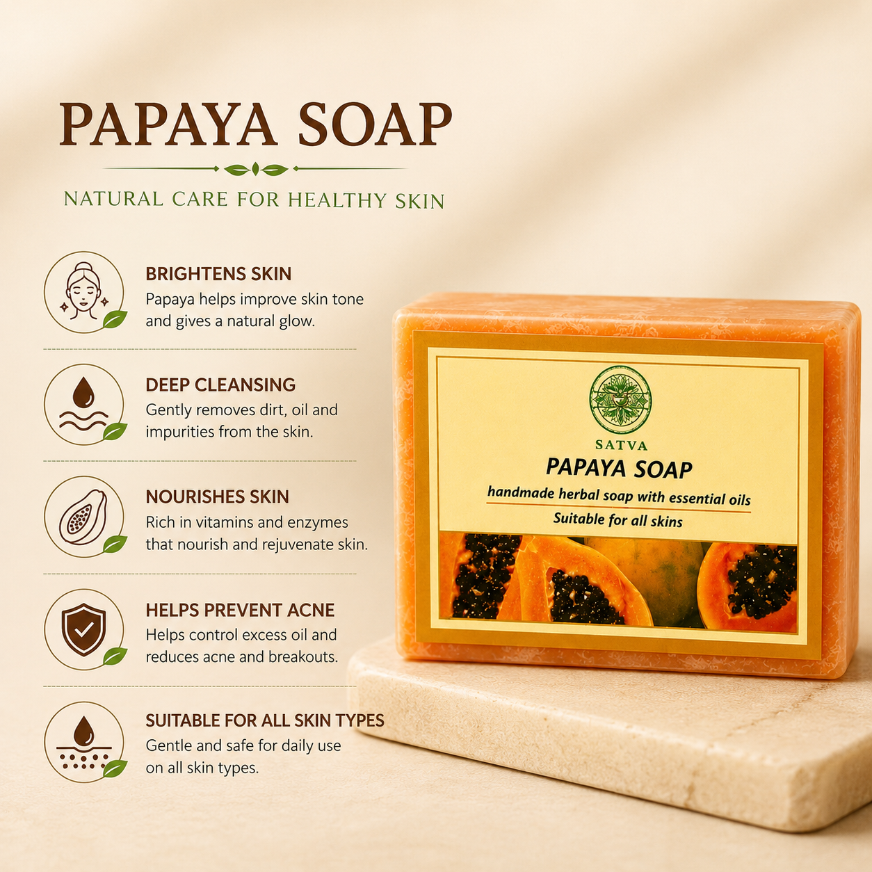 Handmade Papaya Soap for Fresh and Smooth-Looking Skin