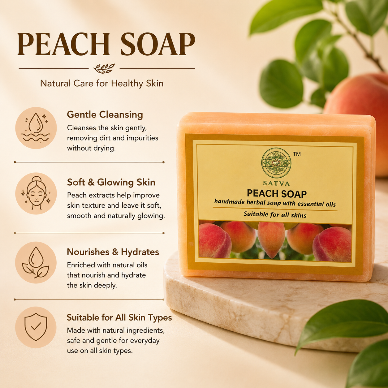 Handmade Peach Soap for Fresh and Soft Skin