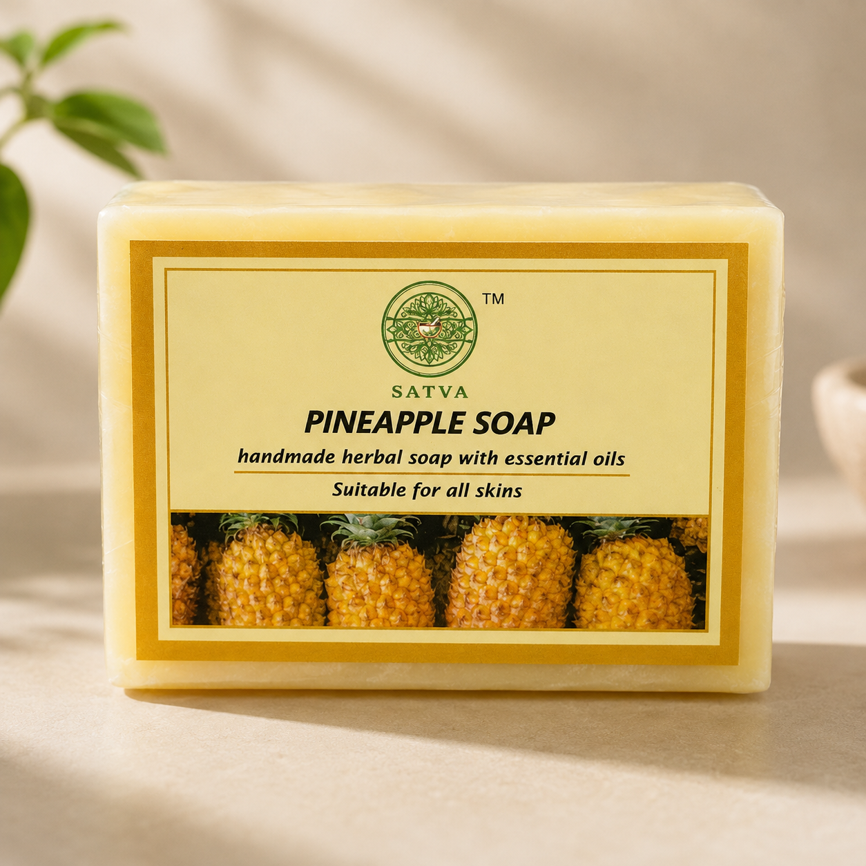Satva Pineapple Soap Handmade Herbal Bath Soap 125g