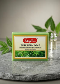 Adhunik Swadeshi Bhandar Pure Neem Soap – Handmade Herbal Bath Bar with Essential Oils for Clear & Healthy Skin(125g)