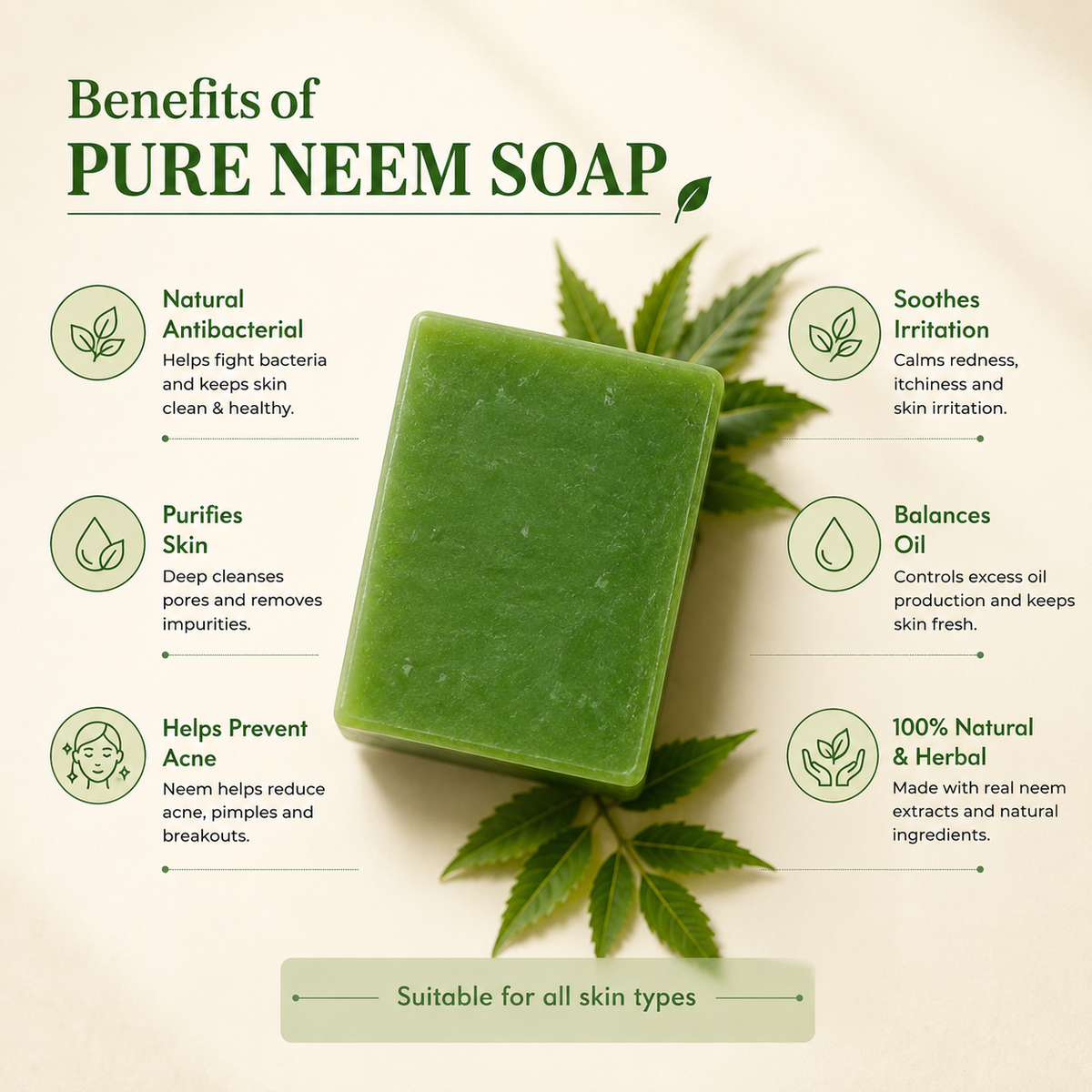 Handmade Neem Soap for Fresh and Clean Skin