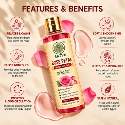 SATVA Rose Petal Massage Oil for Relaxing and Calming Massage