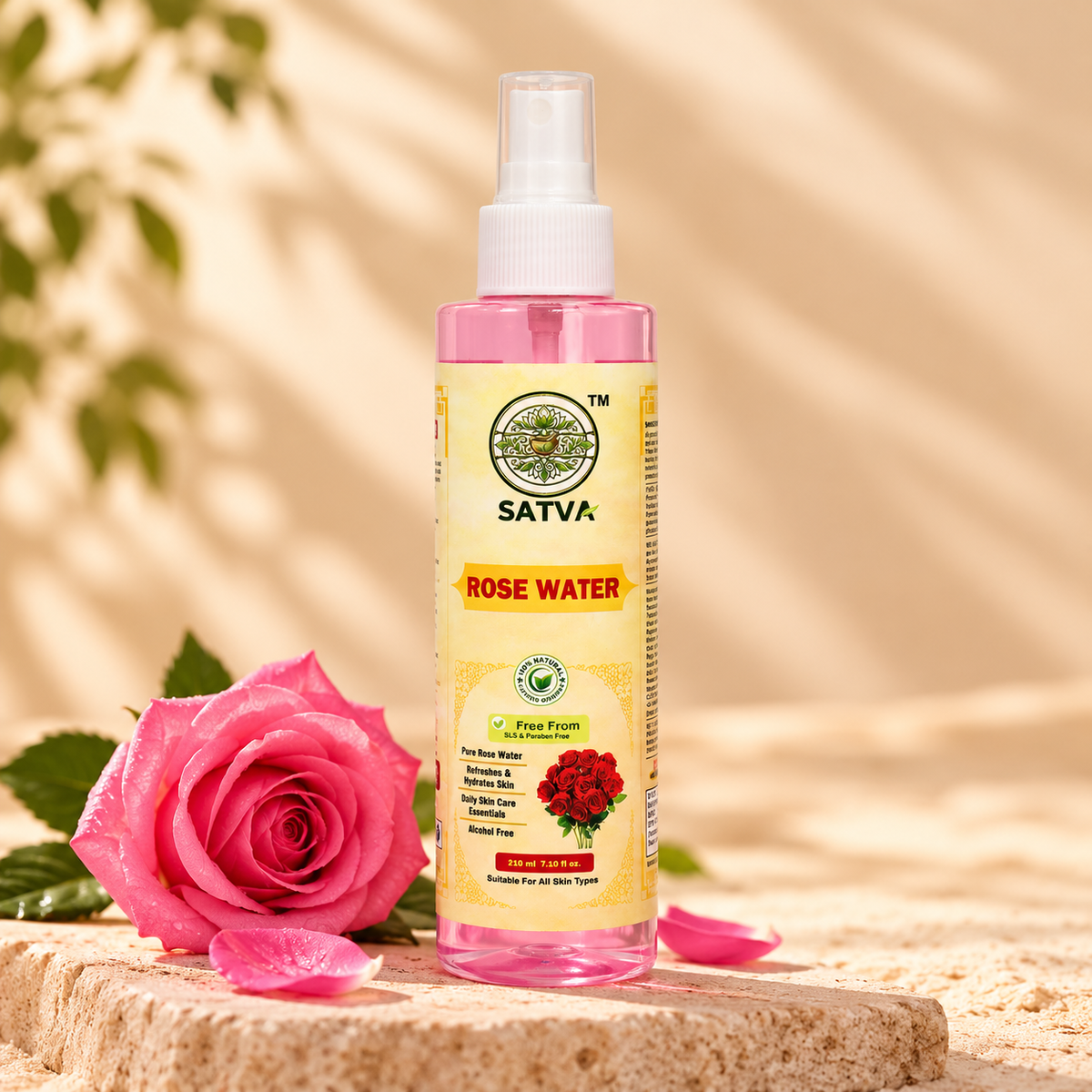 SATVA Rose Water 210ml Front Product Image