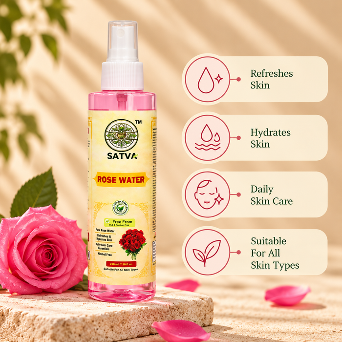 SATVA Rose Water – 210ml | Alcohol-Free Facial Mist