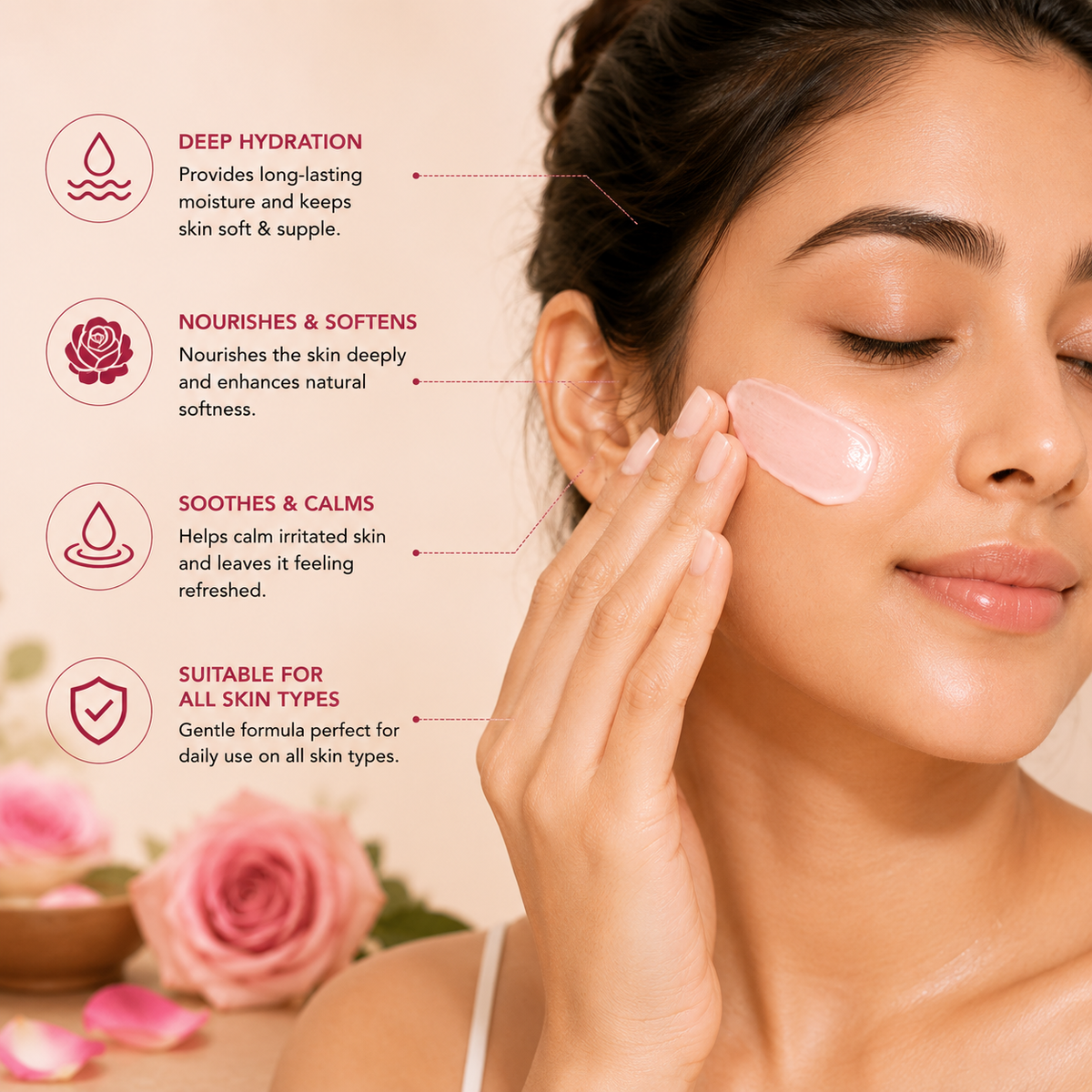 SATVA Rose & Honey Moisturizer for soft, soothed and nourished skin