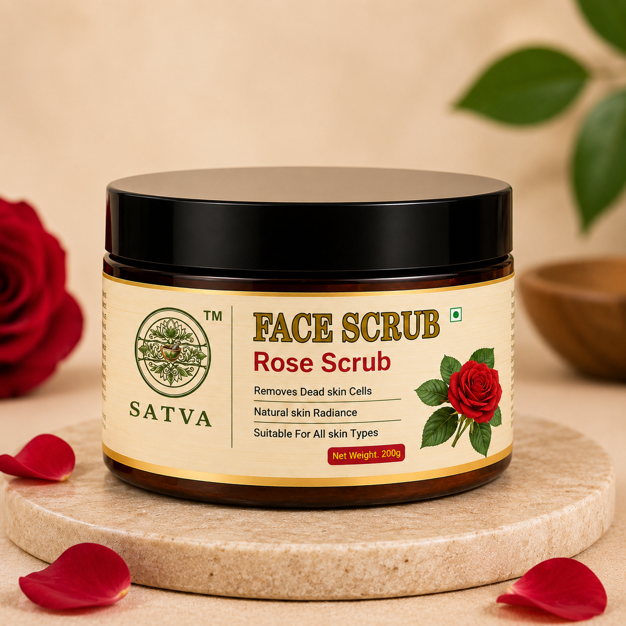 Satva Rose Face Scrub Herbal Rose Facial Exfoliator