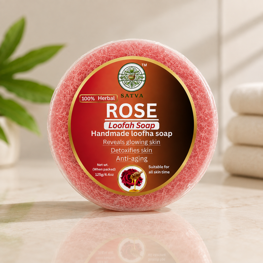 Satva Rose Loofah Soap Handmade Exfoliating Bath Soap 125g