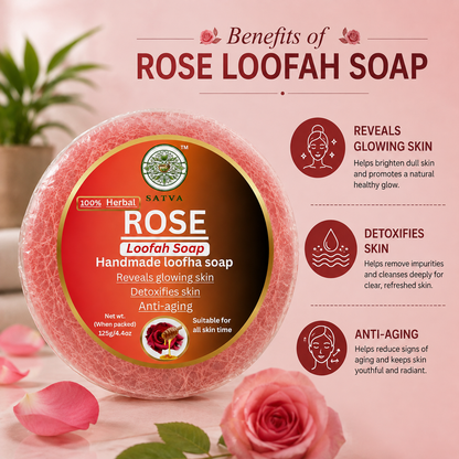 Handmade Rose Loofah Soap for Gentle Exfoliation and Body Care